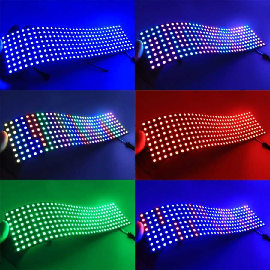 Фотография №5 товара 1-10 шт. WS2812B RGB гибкий 4X12 8X8 16x16 8x32 пикселей