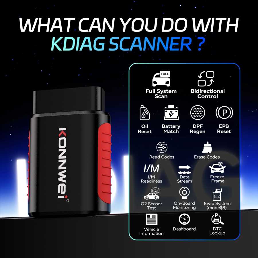 Фотография №4 товара Диагностический сканер KONNWEI KDIAG 2026 для автомобилей (OBD2, Bluetooth): диагностика