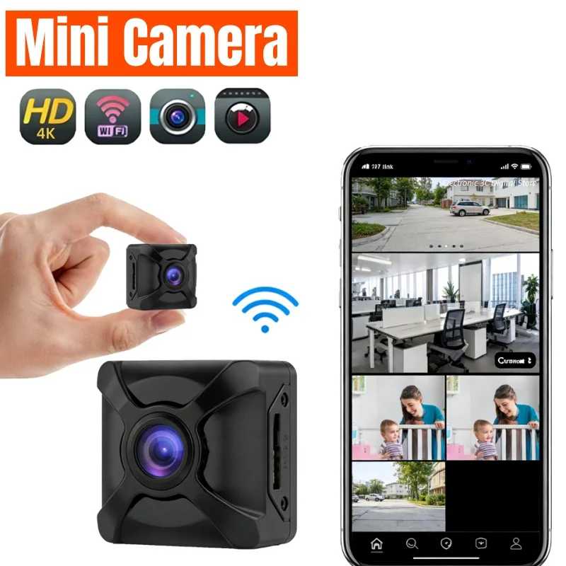 Фотография №1 товара Беспроводная мини-камера видеонаблюдения 4K HD с Wi-Fi, обнаружением движения, ночным