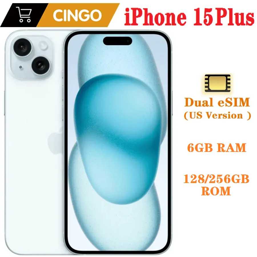 Оригинальный мобильный телефон iPhone 15 Plus 128/256 ГБ ПЗУ 6 ГБ ОЗУ Dual eSIM 6,7 дюйма OLED Face ID NFC A16 15Plus 15plus 5G Б/У и восстановленные телефоны