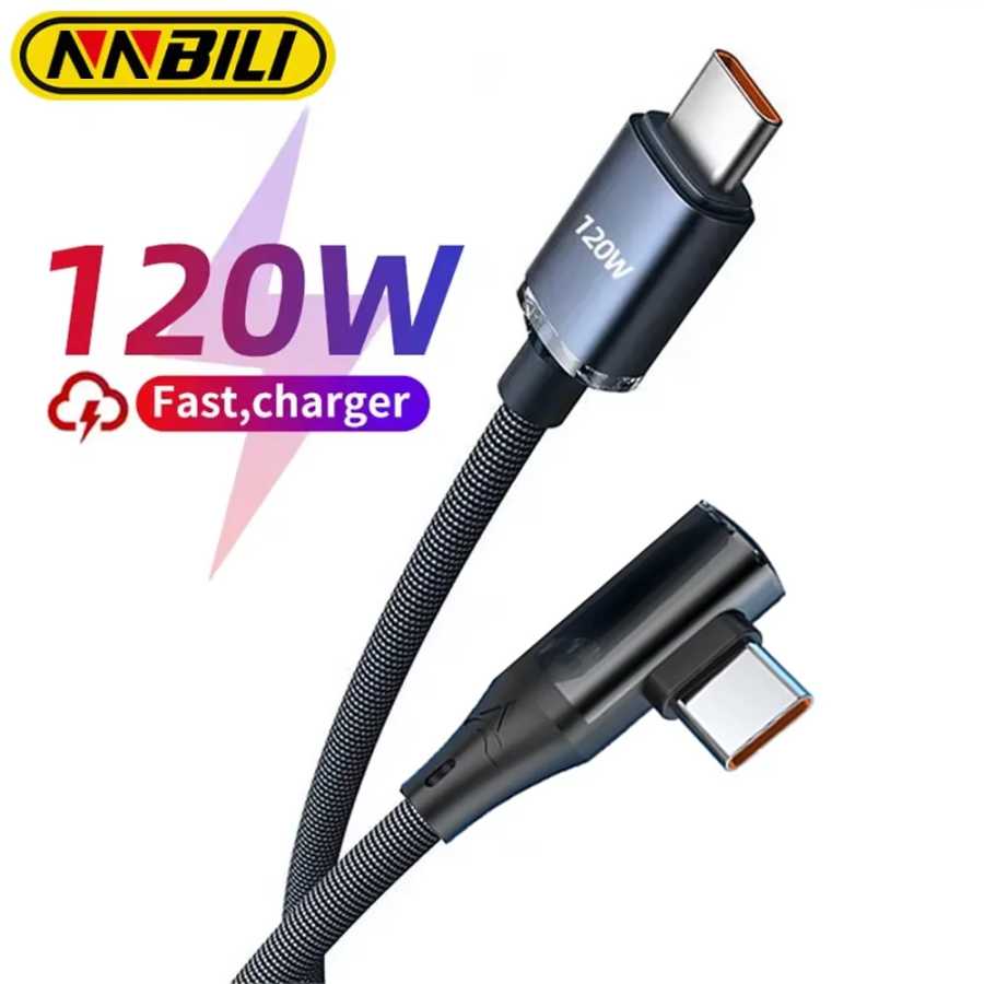 NNBILI 120 Вт Тип C к локтевому кабелю типа C для быстрой зарядки для iphone 15 16 Тип C Кабель для зарядки данных для Samsung Xiaomi Huawei Аксессуары для мобильных телефонов