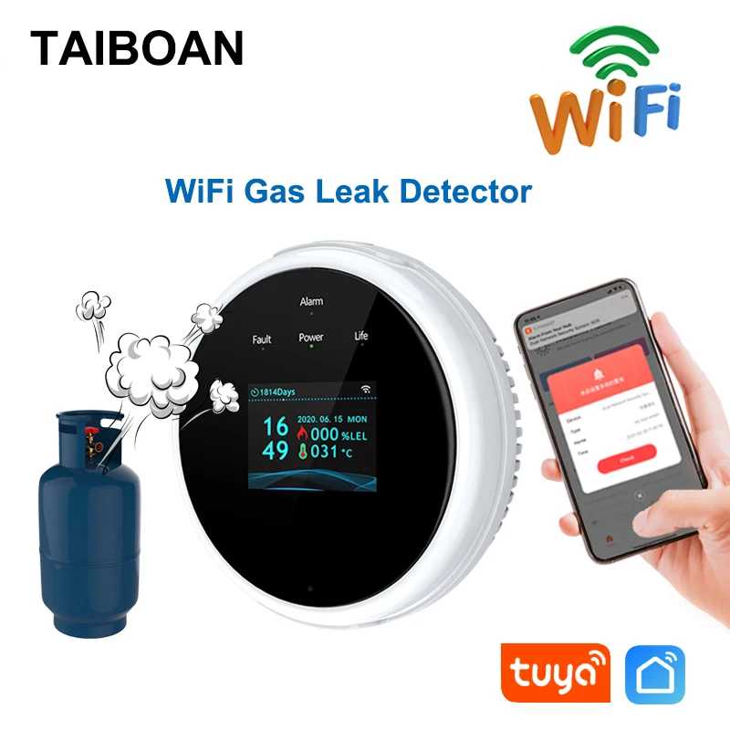 TAIBOAN WiFi GAS LPG датчик утечки сигнализация Tuya управление через приложение безопасный детектор пожарной безопасности умный дом ЖК-дисплей детекторы утечки природного газа Умные системы общественной безопасности