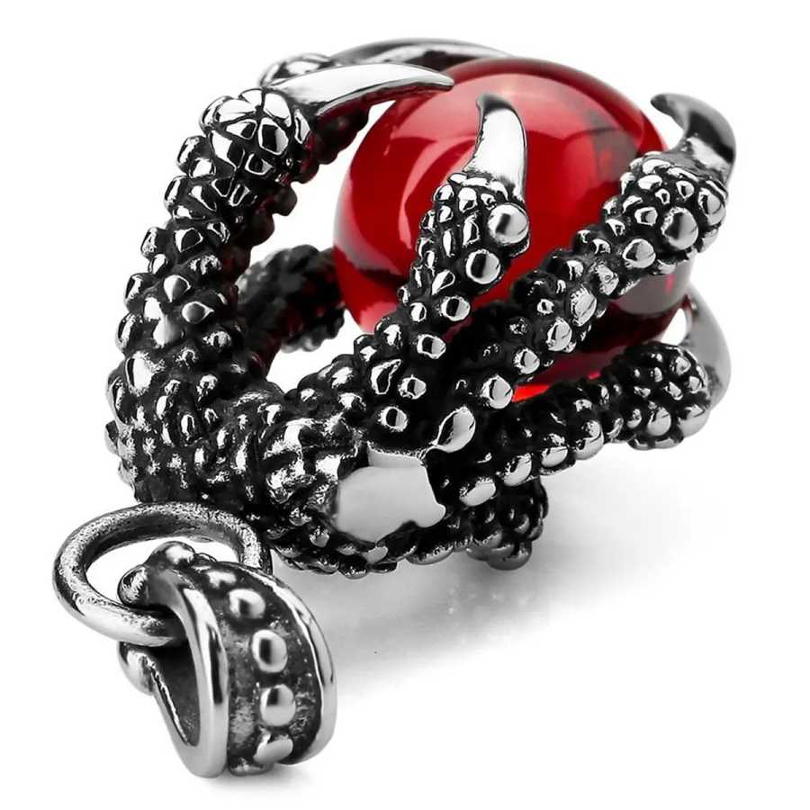 КУУПОН! {0}3X ожерелье с подвеской из нержавеющей стали CZ Red Dragon Claws из бисера в готическом стиле для мужчин, 23-дюймовая цепочка Доступ к автоматизации здания