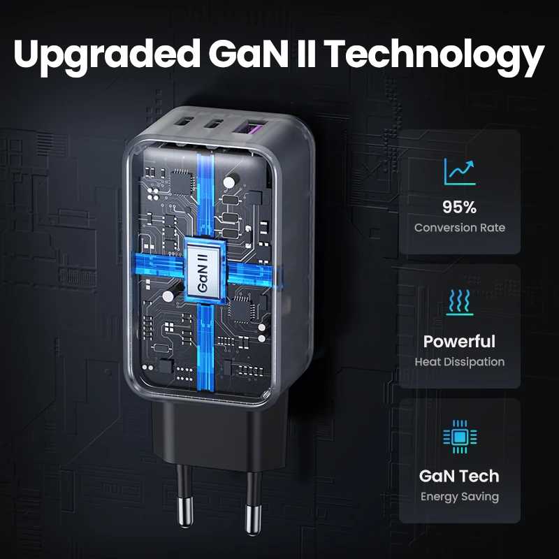 Фотография №4 товара UGREEN 65W GaN зарядное устройство Quick Charge 4,0 3,0 Type