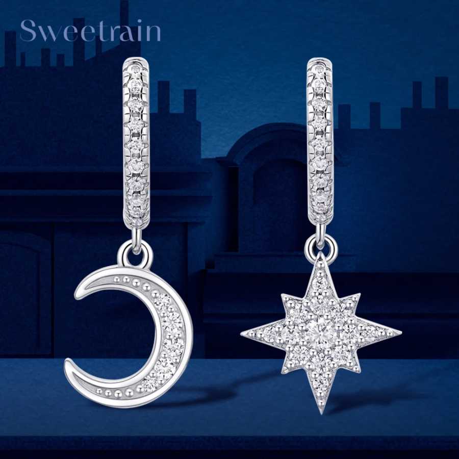 Женские серьги-кольца Sweetrain в виде звезды из серебра 925 пробы Ювелирные изделия