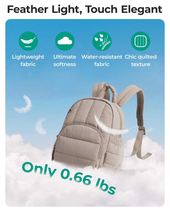 Фотография №1 товара Мини-рюкзак BAGSMART для женщин, легкий пуховик, небольшой рюкзак, кошелек, стеганый