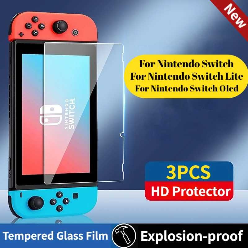Новая защитная пленка из закаленного стекла HD, совместимая с Nintendo Switch, жесткая защитная пленка OLED для Switch OLED, пленка для игровой консоли Видеоигры и аксессуары