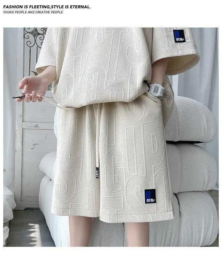 Фотография №3 товара Новый мужской летний костюм 2026 3D Waffle TZ30: повседневная футболка