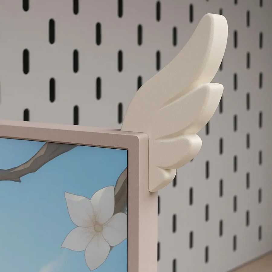 Пара 3D-печать, милые декоративные украшения, киберспортивная комната, розовые крылья, монитор, декоративные украшения, креативные подарки для друзей Украшения для дома