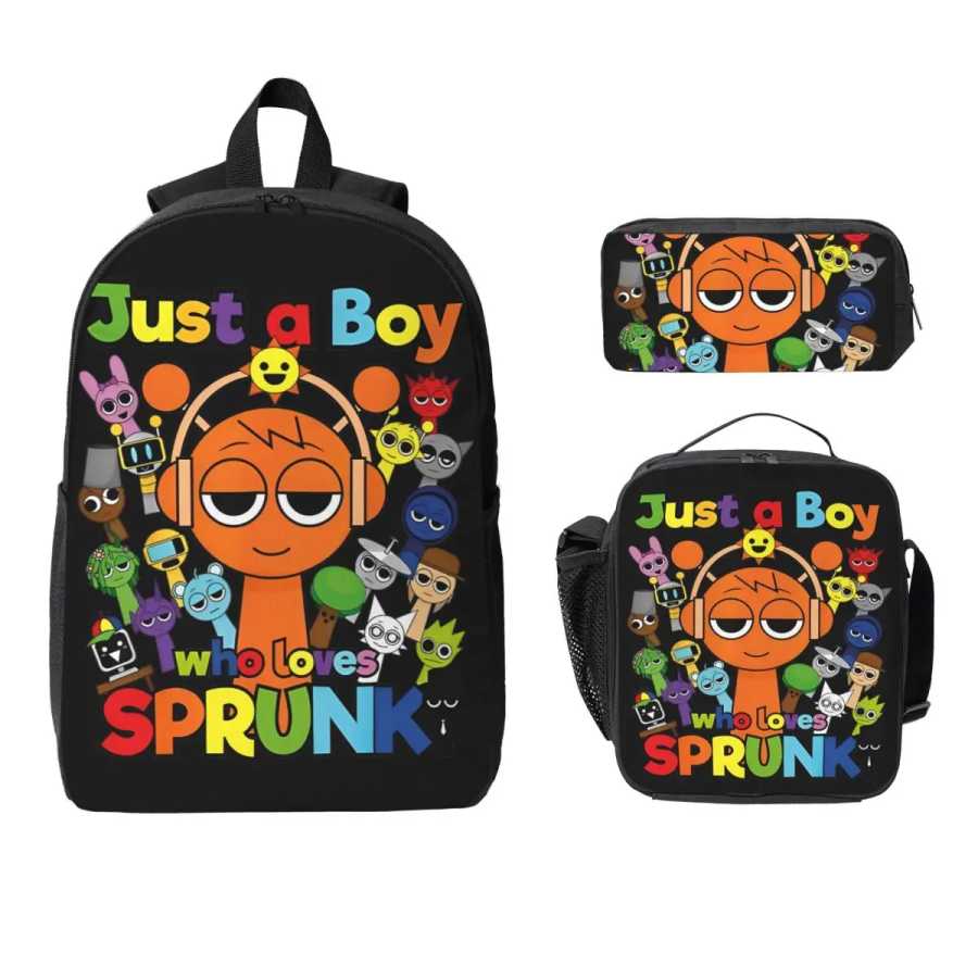 Рюкзак Sprunki Just A Boy, ланч-бокс, пеналы для мальчиков и девочек, дошкольные рюкзаки, кавайный школьный рюкзак, набор книг Школьные рюкзаки