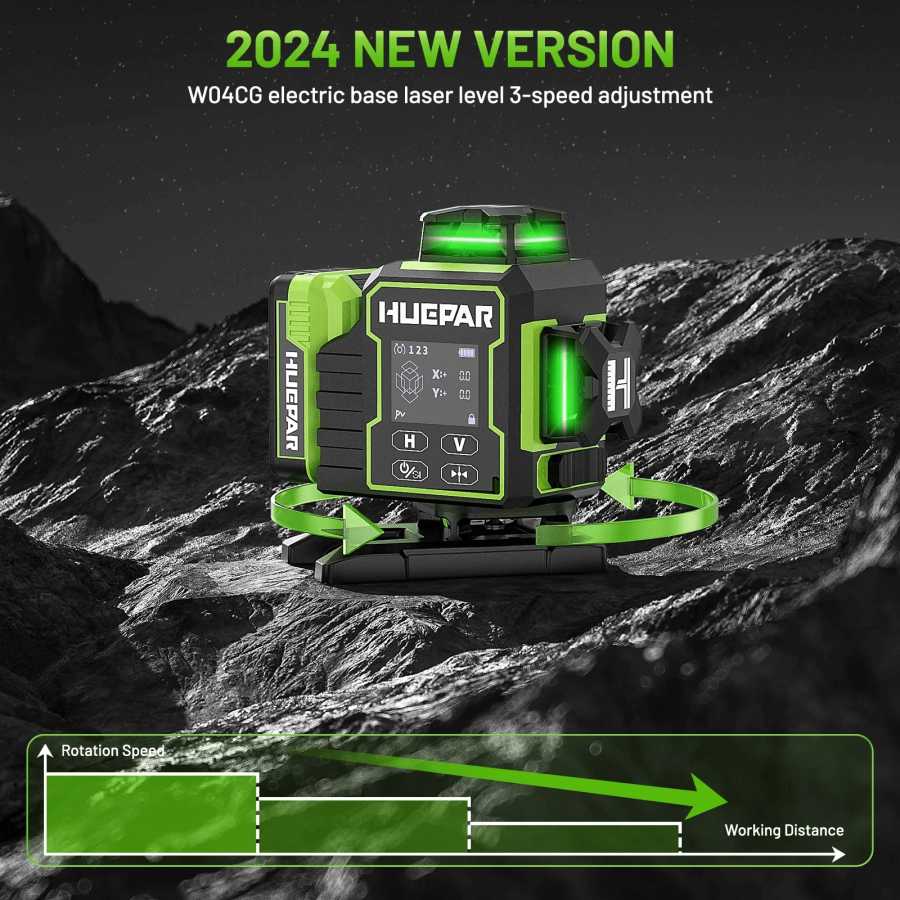 Фотография №1 товара Лазерный уровень Huepar W04CG Green Cross 4D 16-линейный Bluetooth-лазерный нивелир