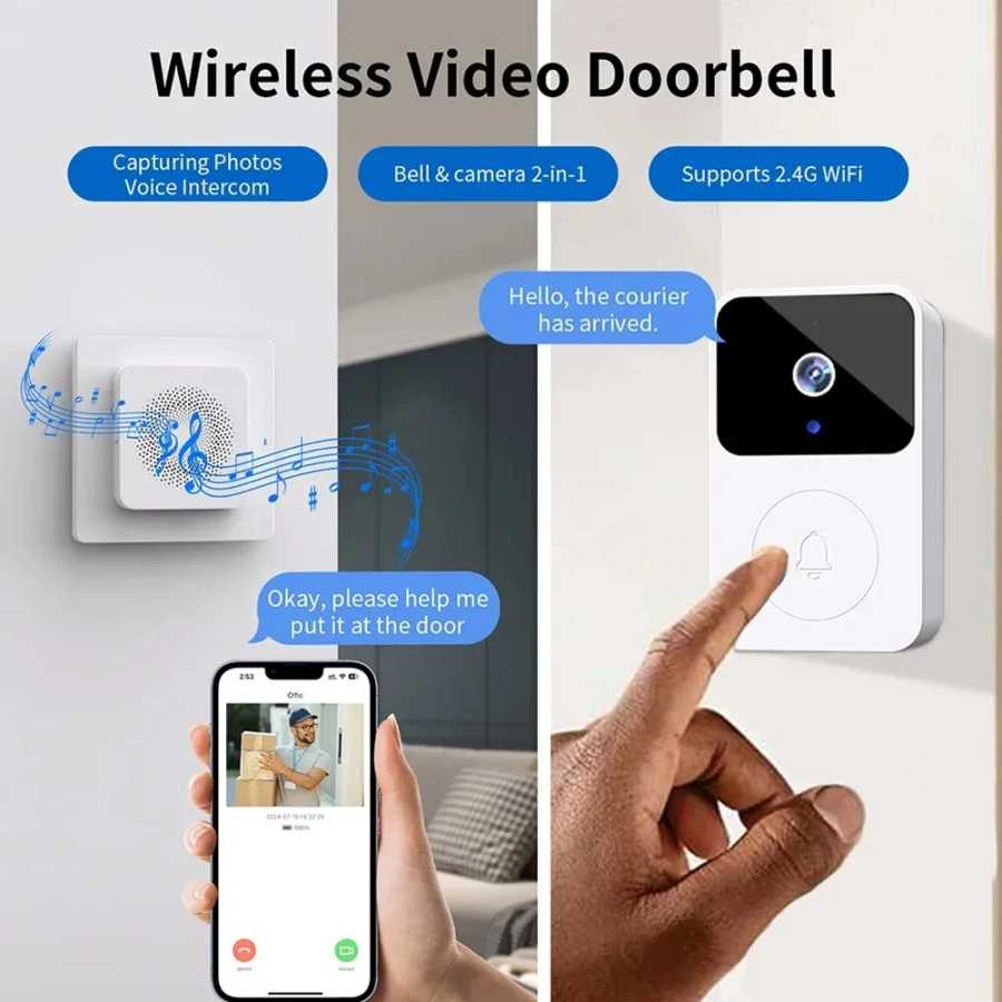 Фотография №3 товара WIFI видео дверной звонок камера беспроводной ИК ночного видения умный