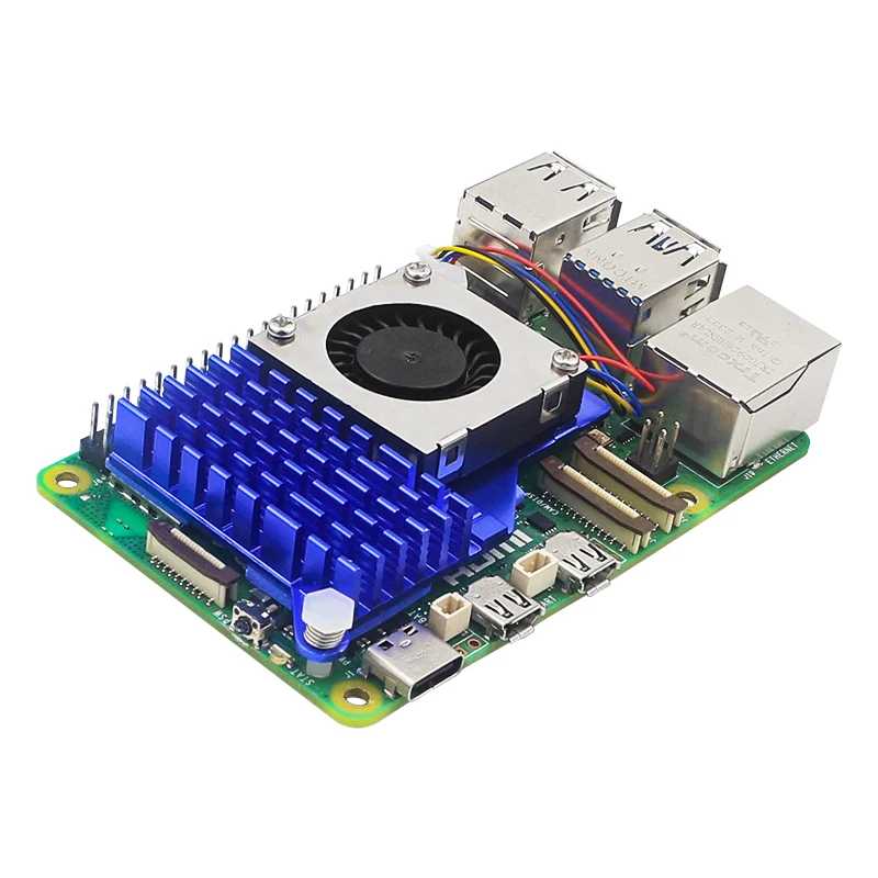 Фотография №1 товара Активный охладитель Raspberry Pi 5, алюминиевый радиатор, ШИМ-вентилятор, регулируемая скорость,