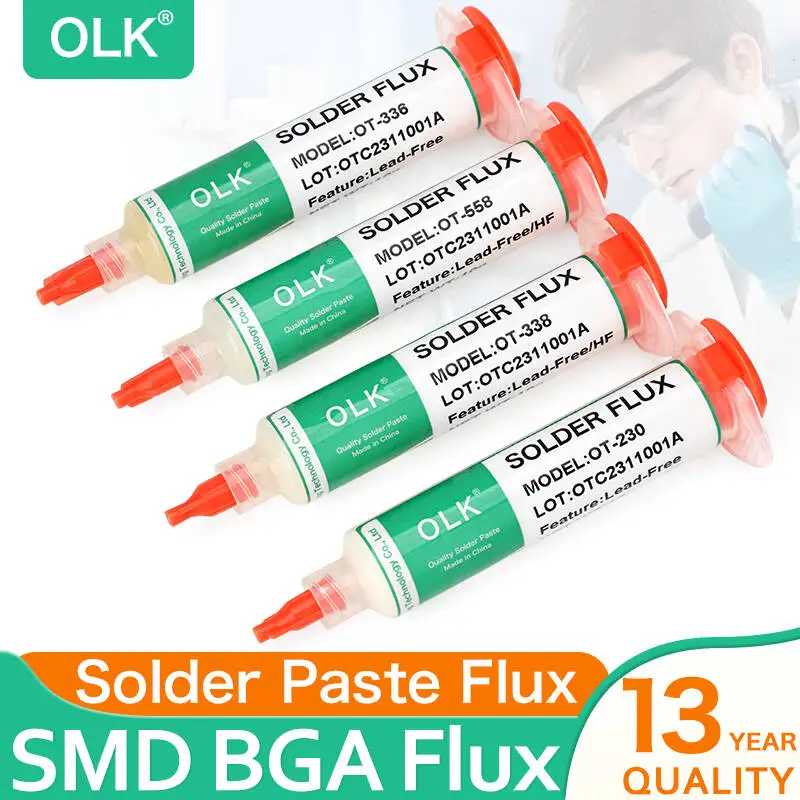 Olk SMD флюс для ремонта печатных плат, паяльная флюс, не требующая очистки паяльная паста, усовершенствованный масляный флюс для сварки, ремонт пайки 10 куб.см Сварочное оборудование и расходные материалы
