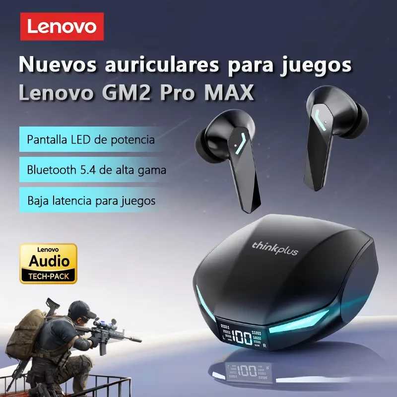 Новые беспроводные наушники Lenovo XT53 Bluetooth 5.4 с LED-дисплеем, водонепроницаемые, с шумоподавлением, для игр Портативное аудио и видео