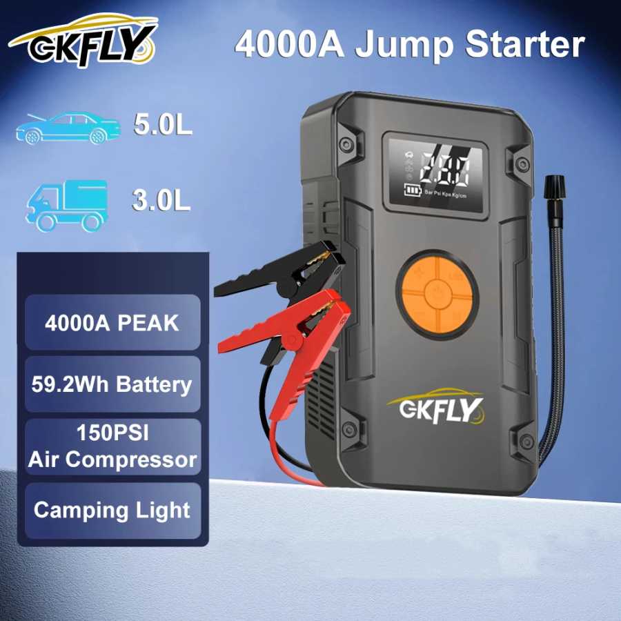 4 в 1 4000A Jump Starter Power Bank 150PSI воздушный компрессор шинный насос портативное зарядное устройство автомобильный усилитель пусковое устройство Автоэлектроника