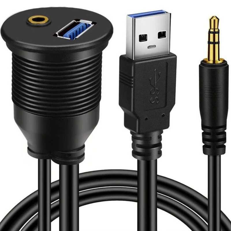 1 м 3 фута USB 3,0 и 3,5 мм AUX удлинитель для крепления на приборной панели кабель для скрытого монтажа для автомобиля, лодки, мотоцикла, водонепроницаемый шнур Доступ к автоматизации здания