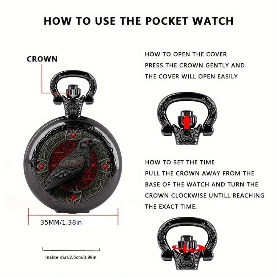 Фотография №4 товара Изысканные карманные часы Clever Crow в винтажном стиле &mdash; кварцевый