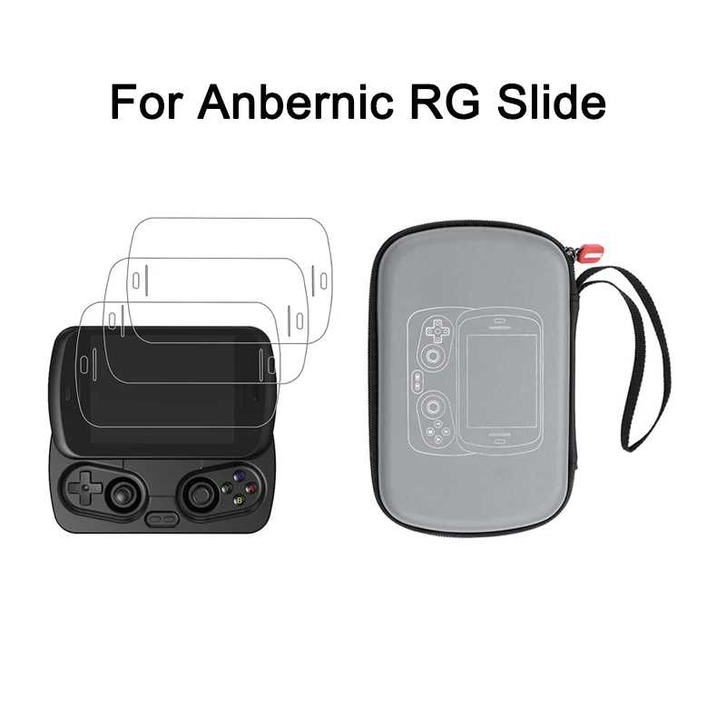 Портативный чехол для переноски Anbernic RG Slide, защитная пленка из закаленного стекла, ручная сумка, защитная сумка для хранения RG Slide Видеоигры и аксессуары