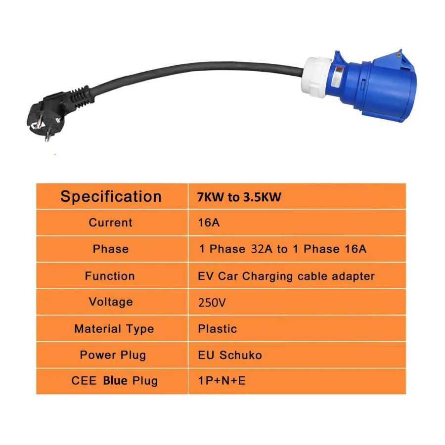 Фотография №1 товара 32A Blue CEE Socket to 16A EU Schuko Plug Adapter