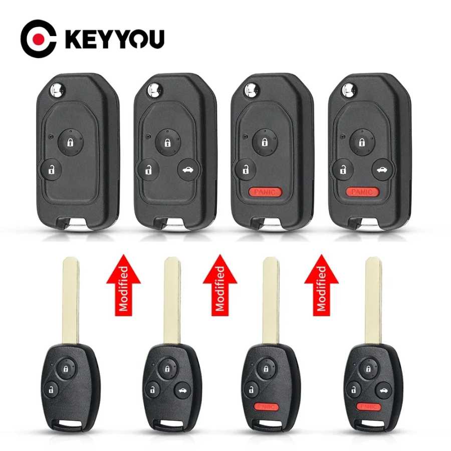 KEYYOU новый модифицированный автомобильный ключ для Honda Accord Civic CRV Pilot 2007 2008 2009 2010 2011 2012 2013, складной пульт дистанционного управления 2/3/4 кнопки Стартеры
