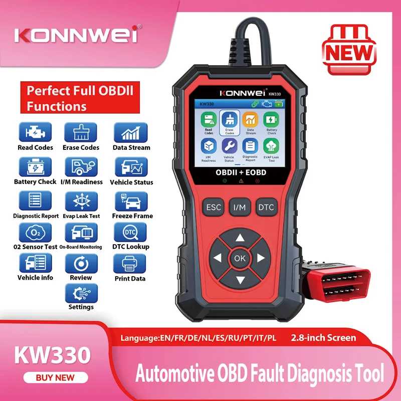 2026 KONNWEI KW330 Автомобильный сканер неисправностей OBD2, тест аккумулятора двигателя, код неисправности, четкие данные в реальном времени, профессиональный инструмент для осмотра OBD Инструмент для ремонта автомобилей