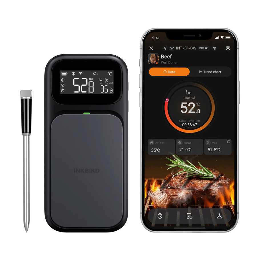 INKBIRD INT-31-BW 5-сенсорный интеллектуальный беспроводной термометр для мяса с приложением, двойной режим Wi-Fi Bluetooth, сертификация NIST, IP67 для барбекю Инструменты для измерения и анализа