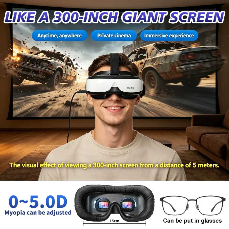 Фотография №4 товара Портативный накладной дисплей с HDMI Type-C, 300-дюймовый виртуальный экран для