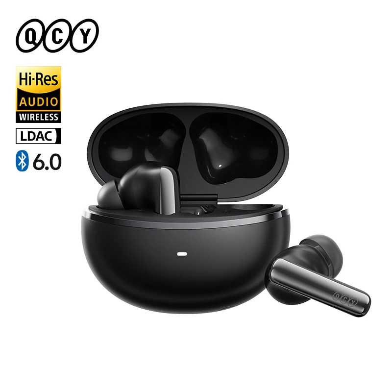 Беспроводные наушники QCY HT18 MeloBuds N70 Bluetooth 6.0 Hi-Res LDAC с адаптивным шумоподавлением, двойными динамиками и функцией распознавания положения внутри уха Портативное аудио и видео