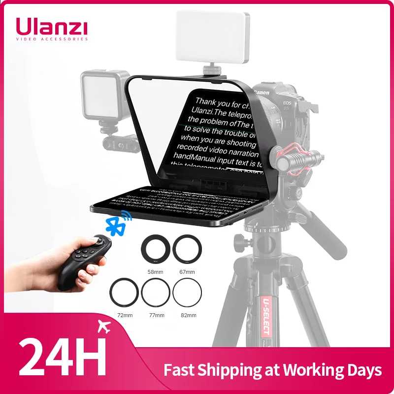 Ulanzi RT02 Универсальный телесуфлер-суфлер DSLR-камера Смартфон Планшет Ноутбук Телесуфлер Прямая трансляция Видеозапись Фото- и видеотехника