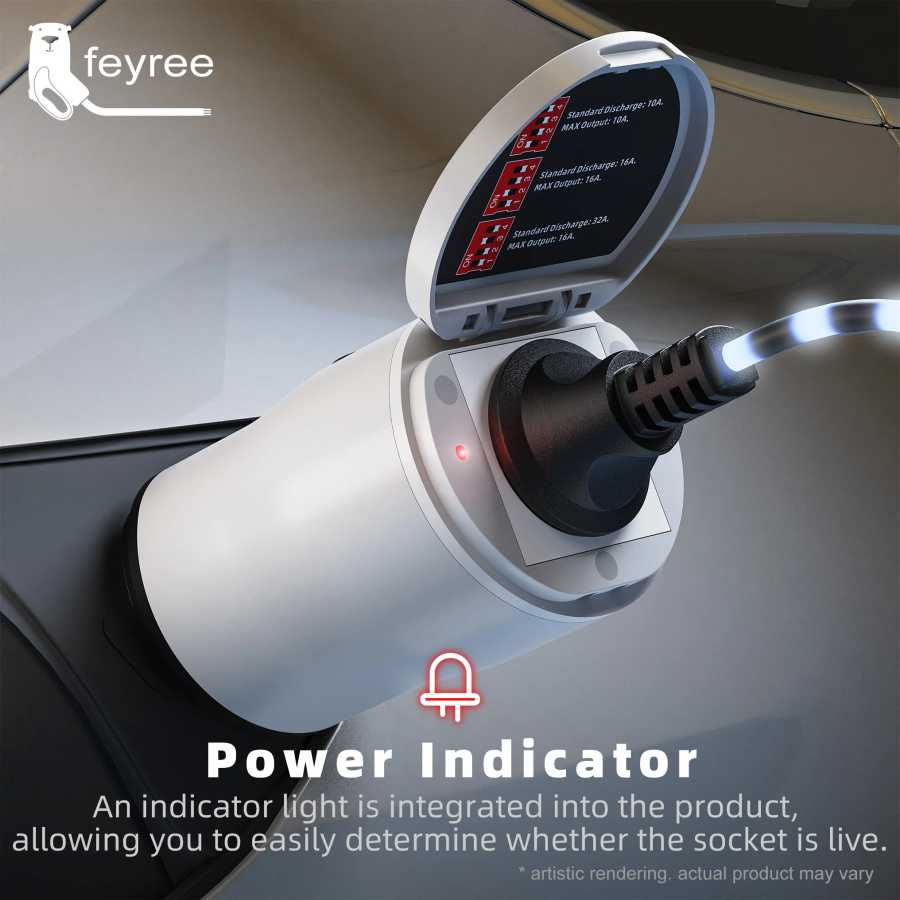 Фотография №3 товара Портативный адаптер Feyree Type2 V2L с регулятором мощности для китайских