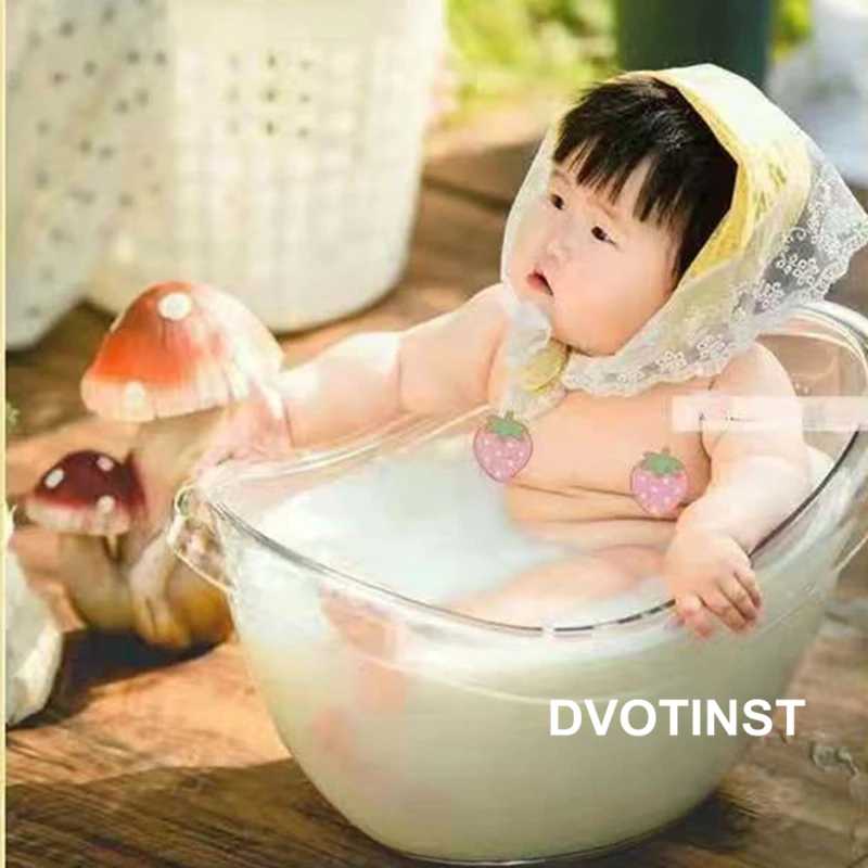 Фотография №3 товара Реквизит для фотосъемки новорожденных: пластиковая прозрачная мини-ванночка, аксессуары для детской