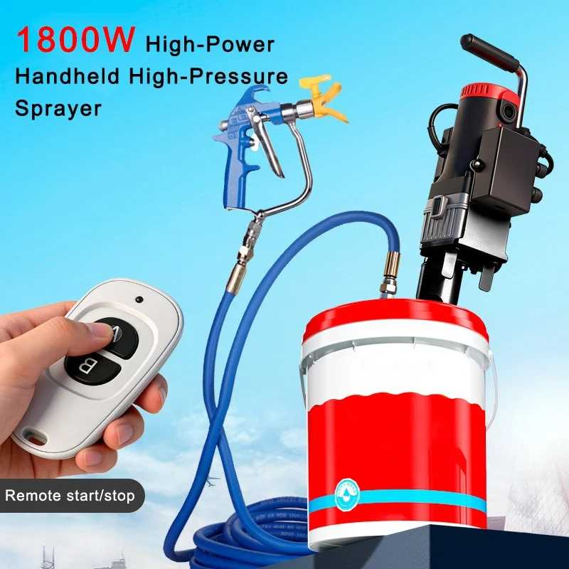 Безвоздушный распылитель краски 1800 Вт, высокое давление 300 PSI, портативный пистолет для нанесения шпатлевки, цементных покрытий и краски с множеством функций Строительные инструменты