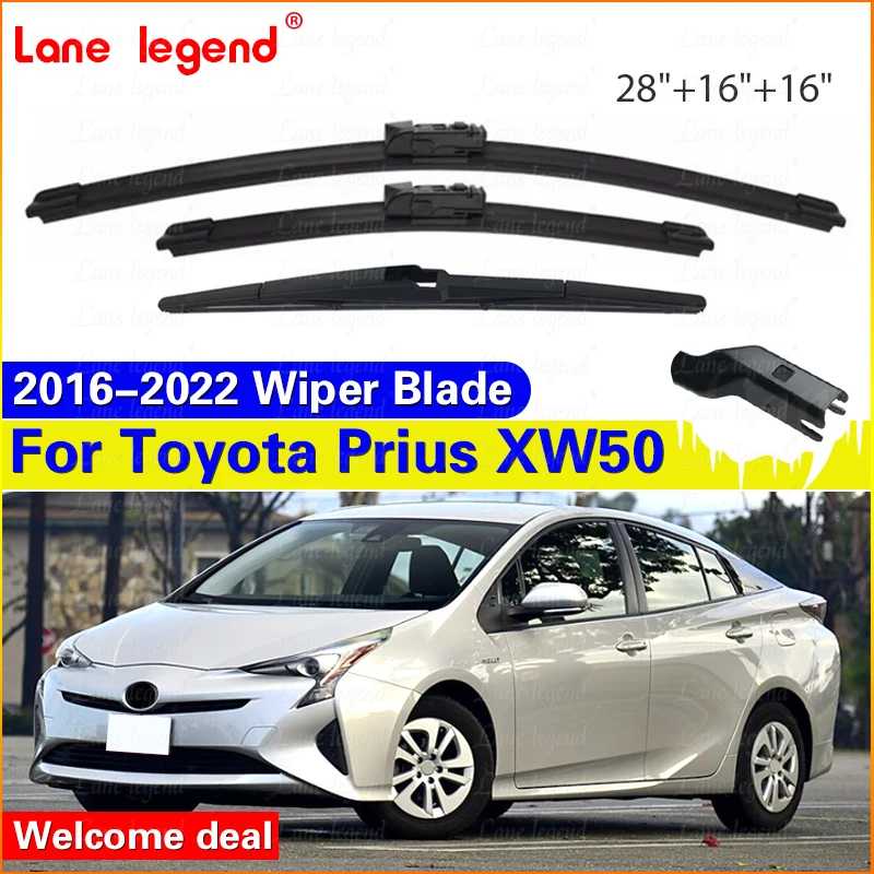 Для Toyota Prius 50 XW50 2016 2017 2018 2019 2020 2021 2022 комплект щеток переднего и заднего стеклоочистителя, лобовое стекло, автомобильные аксессуары Быстроизнашиваемых деталей