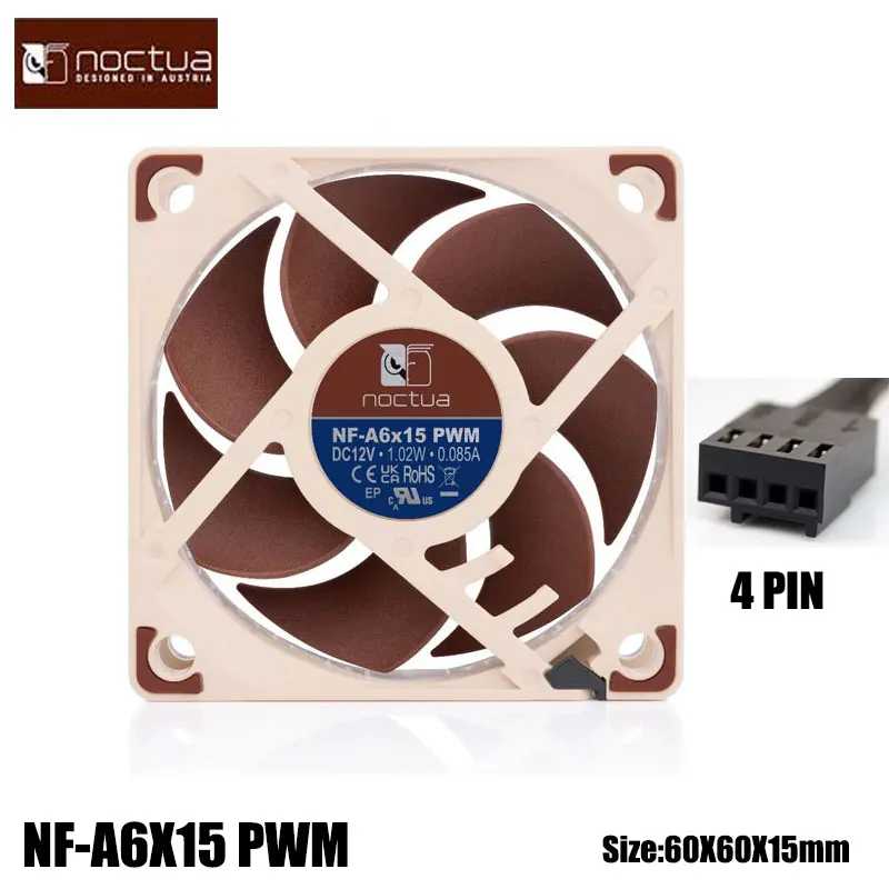 Noctua NF-A6X15 Тихий охлаждающий вентилятор, 60x60x15 мм/подшипники SSO2/материал, армированный волокном стеклом PBT/высокопроизводительный охлаждающий вентилятор Компьютерные комплектующие