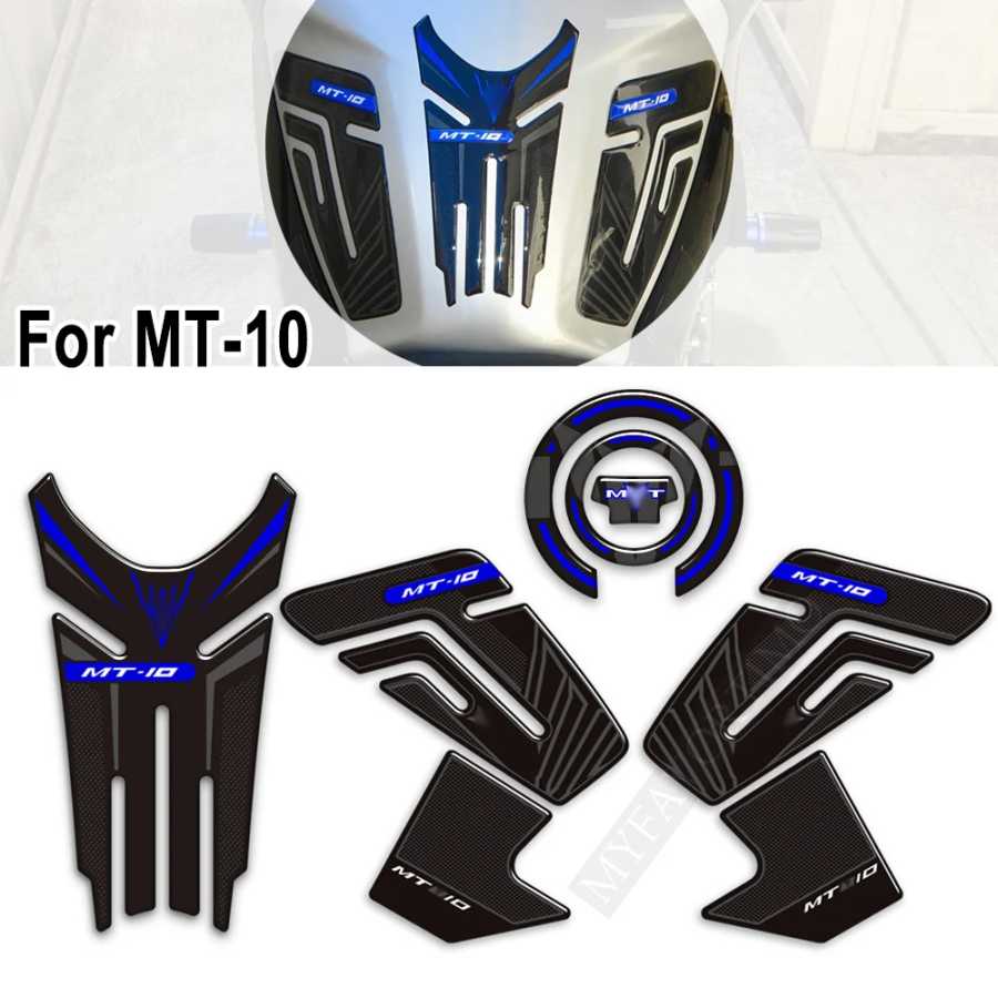 Мотоциклетная Задняя панель для Бака Yamaha MT-10 MT 10 SP FZ10 FZ, ручки для бака с газом, боковые 3D наклейки, наколенники, защитные наклейки, Набор наклеек mt10 Украшения, очистка и защита