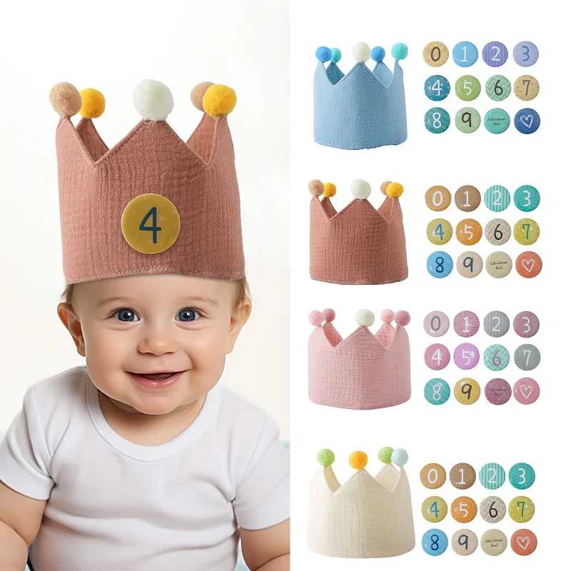 Детская шляпа с короной для дня рождения 1-9 лет, шерстяная повязка на голову с шариком, шляпа на день рождения для детей, реквизит для фотосессии, подарки для младенцев Аксессуары для детей