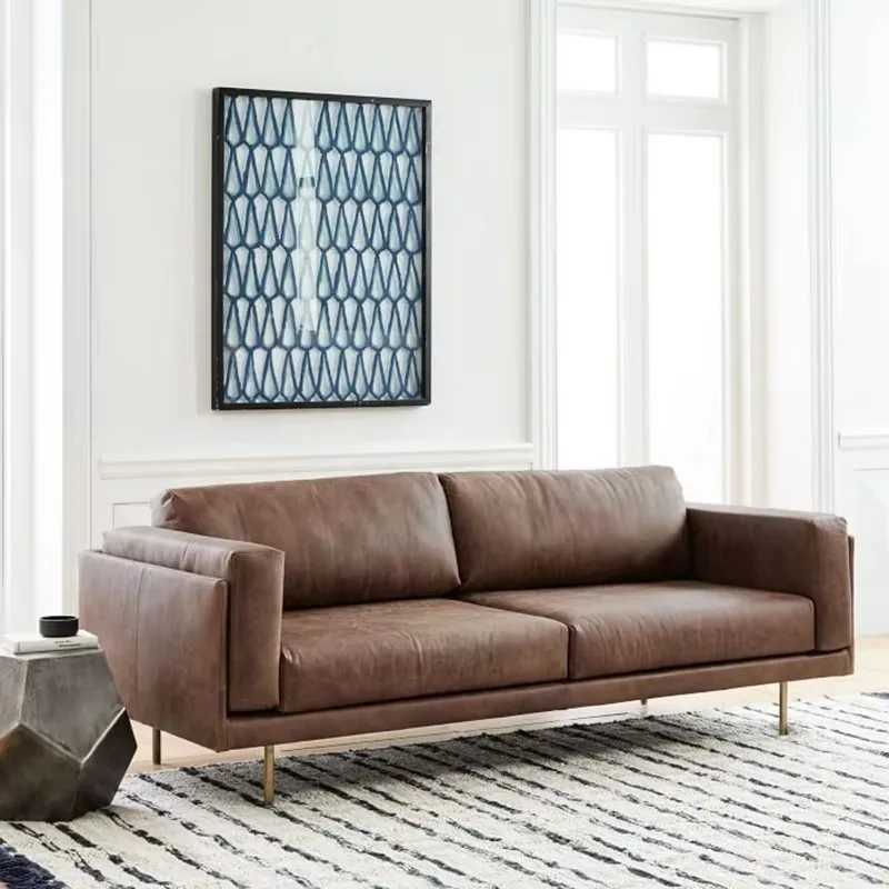 (SP-SF202) Китайский производитель: Комплект из 3-местного коричневого кожаного дивана для гостиничных номеров Мебель для бизнеса
