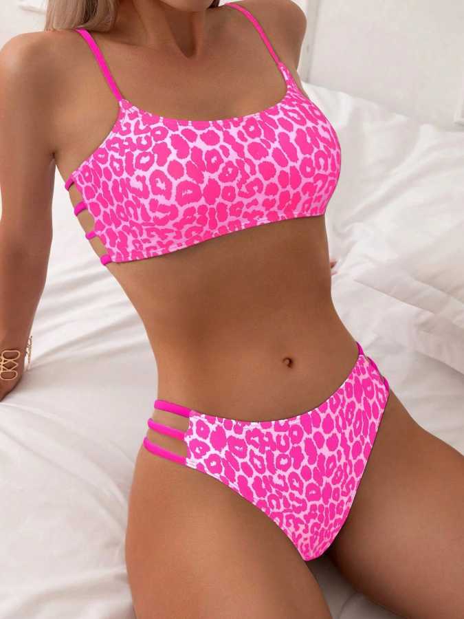 Фотография №1 товара 2025 комплект бикини на бретелях, сексуальный купальник, женский леопардовый мягкий