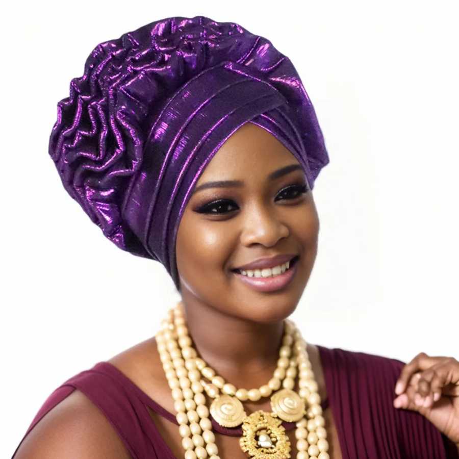 Фотография №4 товара Fashion Women Elastic Ruffle African Turban Cap Lady Head Wraps