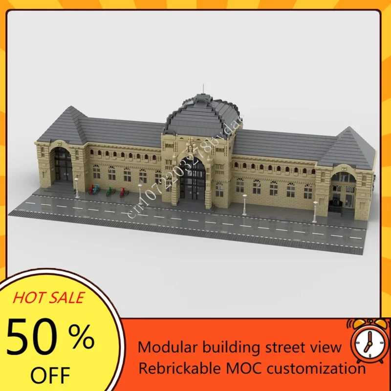 12763 шт. Поездный станция &laquo;NBG&raquo;, модульный MOC, креативная модель с видом на улицу, пазлы на заказ, архитектура, сделай сам, образование, сборка, игрушка в подарок Игры и головоломки