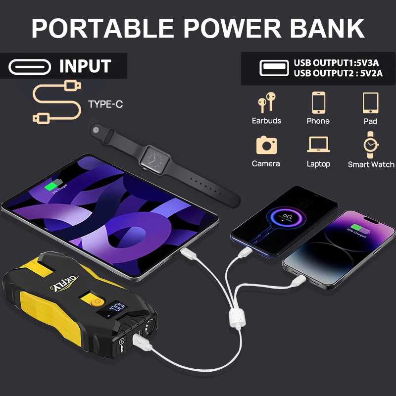 Фотография №3 товара GKFLY 12 В автомобильный стартер 18800 мАч Power Bank автомобильное