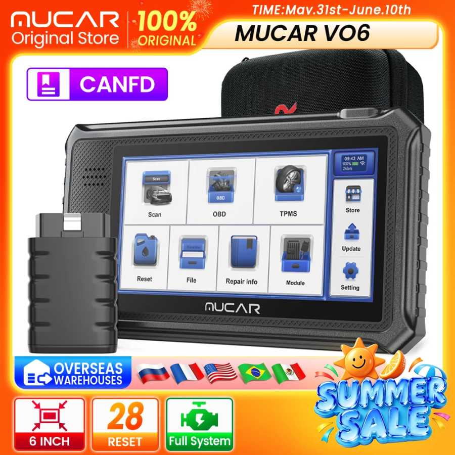 Диагностический сканер MUCAR VO6 OBD2 для автомобилей, полнофункциональный автосканер, считыватель кодов, ABS, двигатель, 28 функций сброса, инструменты для диагностики масла, пожизненные бесплатные обновления Инструмент для ремонта автомобилей