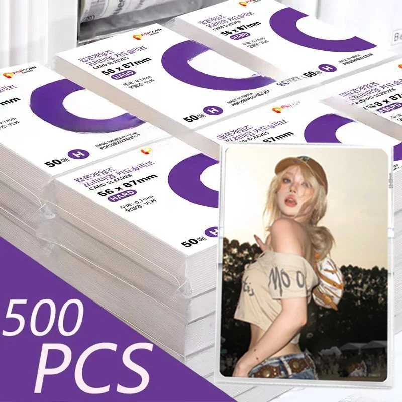 1-500 шт., корейские рукава для карт, HD прозрачный защитный рукав для карт Kpop Idol, защитный чехол для фотокарточек, коробка для держателя карт попкорна Настольные аксессуары и органайзеры
