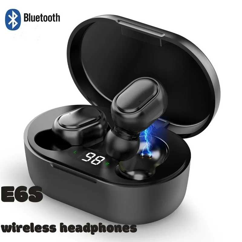 TWS Беспроводные наушники Bluetooth наушники E6S Беспроводная Bluetooth-гарнитура Водонепроницаемые светодиодные наушники с шумоподавлением и микрофоном Портативное аудио и видео