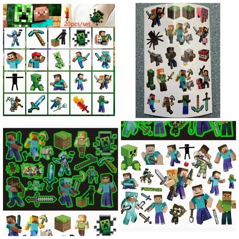 2025 My World татуировки наклейки MC игра Minecrafte татуировки набор наклеек фигурка мультфильм пиксель аниме игрушки для подарков на день рождения Классические игрушки