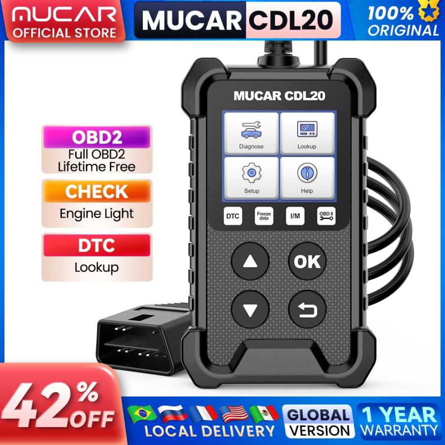Диагностический сканер MUCAR CDL20 OBD2, считыватель кодов автомобиля, PK ELM327, бессрочный Инструмент для ремонта автомобилей