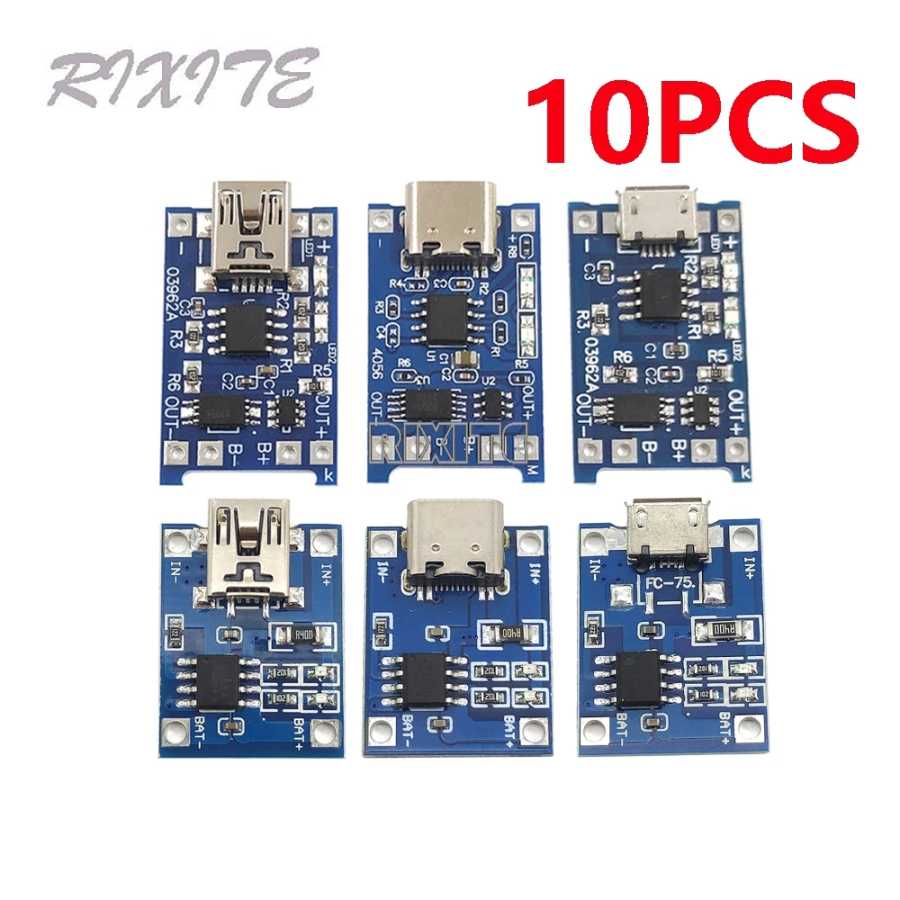 10 шт. Type-c Micro USB 5 В 1A 18650 TP4056 модуль зарядного устройства для литиевой батареи зарядная плата с защитой двойные функции 1A Аксессуары и запчасти