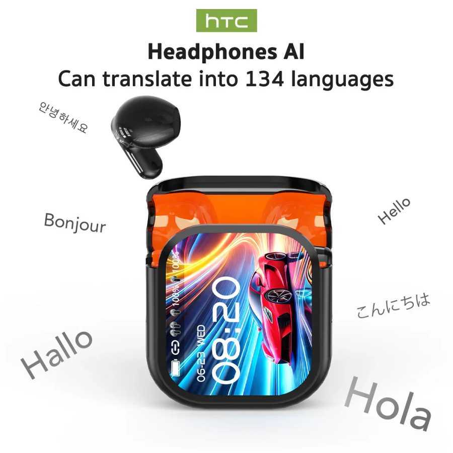 Экран Ultra HD Наушники HTC NE20 Bluetooth V6 TWS Спортивные беспроводные наушники AI-переводчик Наушники-вкладыши с микрофоном с шумоподавлением Портативное аудио и видео