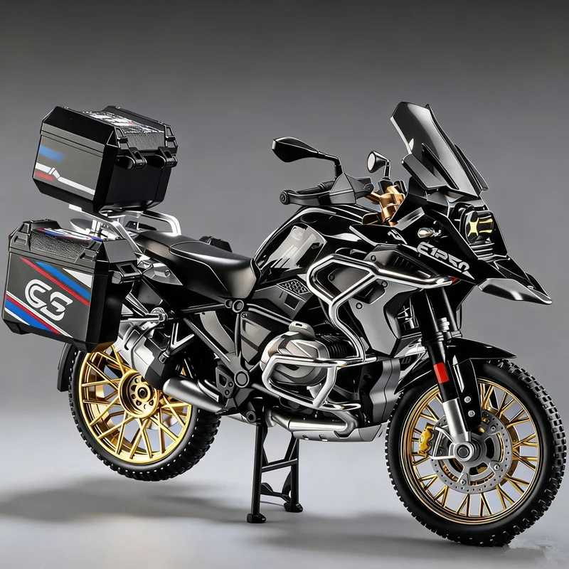 1/10 R1250 GS ADV, гоночный мотоцикл из сплава, литой под давлением, уличный спортивный мотоцикл, модель, имитация звука, свет, коллекция, подарок для детей Играйте в транспортные средства и модели
